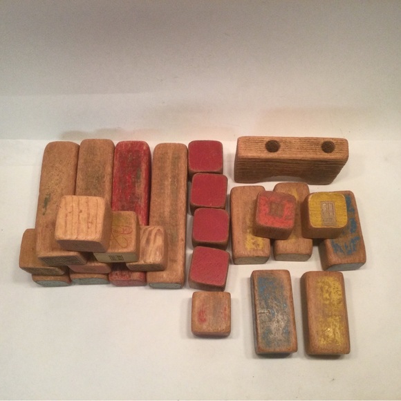 Vintage Building Blocks Windows Doors Rustic Primitive Toy Blue Red Green Yellow - Picture 3 of 4